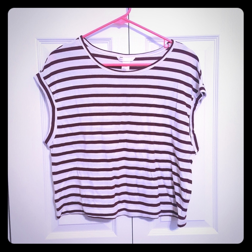 NWOT Striped Maroon Medium H&M Tee
